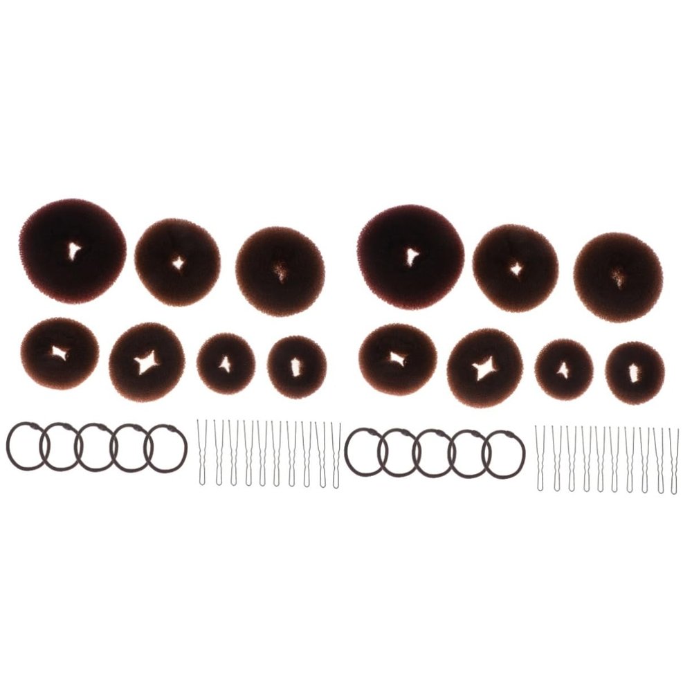 balacoo 44pcs Hair Updo Bun Set Coffee Hair Styling Accessories Elastic Ropes U-shaped Clips Bun Makers for Elegant Hairstyles at Dance and Special Occasions