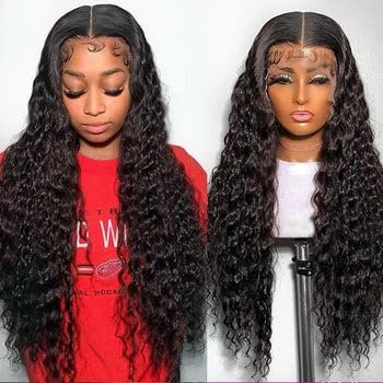 13x6 HD Transparent Human Hair Wigs Glueless 40Inch Deep Wave Wig For Black Women 180% Density Lace Front Wigs (12)