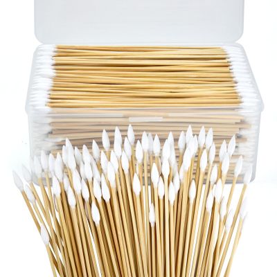 600PCS 6'' Lint Free Pointed Long Cotton Swabs - Pure Cotton Tips Gun Cleaning Swabs with Durable Stem, Also fit Makeup, Pet Care, Electronic, Household, Boxed