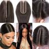 2 * 6 Lace Closure Human Hair Frontal Straight Human Hair for Hair Toppers with Thinning Hair for Woman Hand Tied One Piece Hair Loss (Natural color,12inch) view 3
