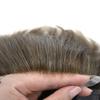 Toupee For Men Real Human Hair Mens Toupee Hair Replacement System Swiss Lace Hair Piece For Men Hair System Protesis Capilar Para Hombre7x9''-100% light to Medium density#420 4# MEDIUM BROWN+20%GREY view 3