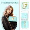 TOPEAST Initial Cosmetic Bag for Women, Preppy Small Makeup Bag, PU Leather Waterproof Toiletry Bag, Monogrammed Birthday Gifts for Women, Stuff for girls (Blue S) view 4