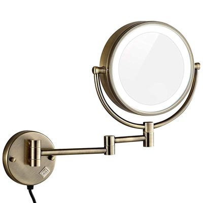 FJYDM Makeup Mirrors Wall Mounted, Magnify Folding Extendable Vanity Mirrors with Lights (Size : 7X)