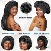2Pcs Long Satin Silk Hair Bonnet for Sleeping Women, Sleep Bonnet Cap with Tie Band for Curly Hair Braid locs,Black view 2