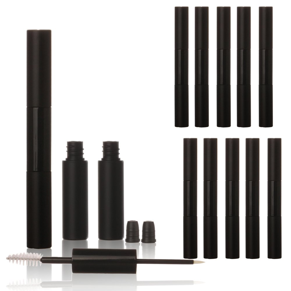 COSIDEA 10PCS Empty 5mlx2 dual Ended Mascara Tubes and Eyeliner tube 10ml 2 in 1 mascara tube and wand for castor oil eyelash glue bottle