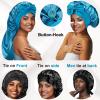 2Pcs Long Satin Silk Hair Bonnet for Sleeping Women, Sleep Bonnet Cap with Tie Band for Curly Hair Braid locs,Teal Pink view 2