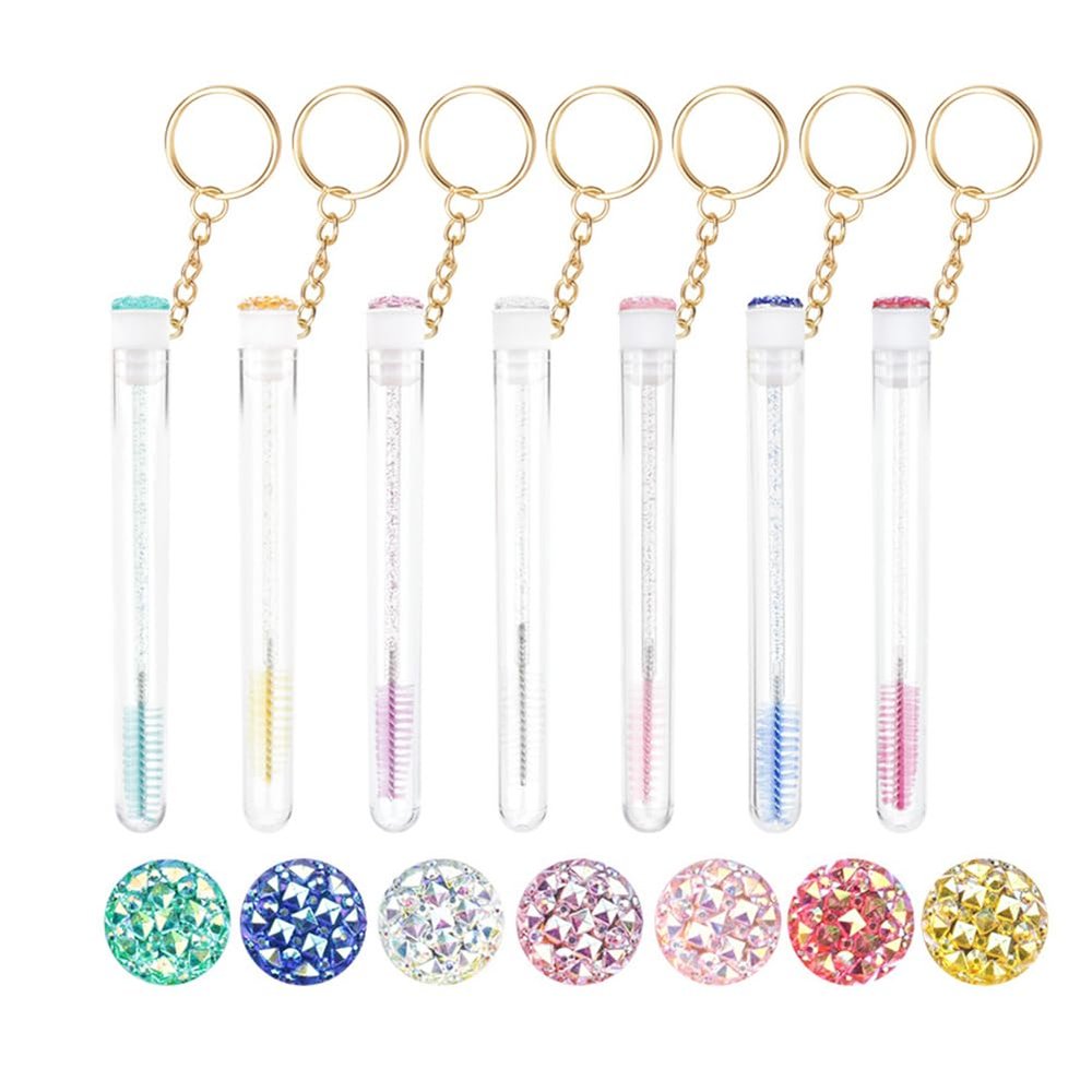 Keychain Empty Eyelash Brush Tube Disposable Mascara Wand Tube Set Mascara Brush Tube Keychain Eyelash Mascara Brushes Wands