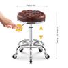 Cosmetic Stool Chair Round Stool On Wheels and Foot Rest Adjustable Height 17.7-22.8In Pu Leather Stools Rolling Chair for Spa Hair Tattoo Massage Lab Home Bar (Black) view 2