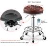 Cosmetic Stool Chair Round Stool On Wheels and Foot Rest Adjustable Height 17.7-22.8In Pu Leather Stools Rolling Chair for Spa Hair Tattoo Massage Lab Home Bar (Black) view 4