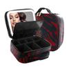 MOMIRA Makeup Train Case Makeup Bag with Light up Mirror Cosmetic Bag Organizer Detachable Portable Travel Makeup Case with Adjustable Dividers Makeup Brushes Storage, Waterproof,Zebra-Red view 1