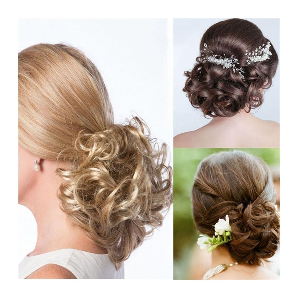 Messy Hair Bun Messy Bun Hair Piece, Elastic Drawstring Wave Curly Scrunchies Ponytail Extension with Comb, Synthetic Curly Hair Bun Chignon Hair Extensions Ponytail Hairpiece for Daily Wear (Color :