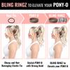2pc Medium PONY-O & BLING RINGZ Patented Bendable Hair Accessory Set - Fine to Normal Hair - Brown PONY-O & Stylish Silver Pearl Rings view 2