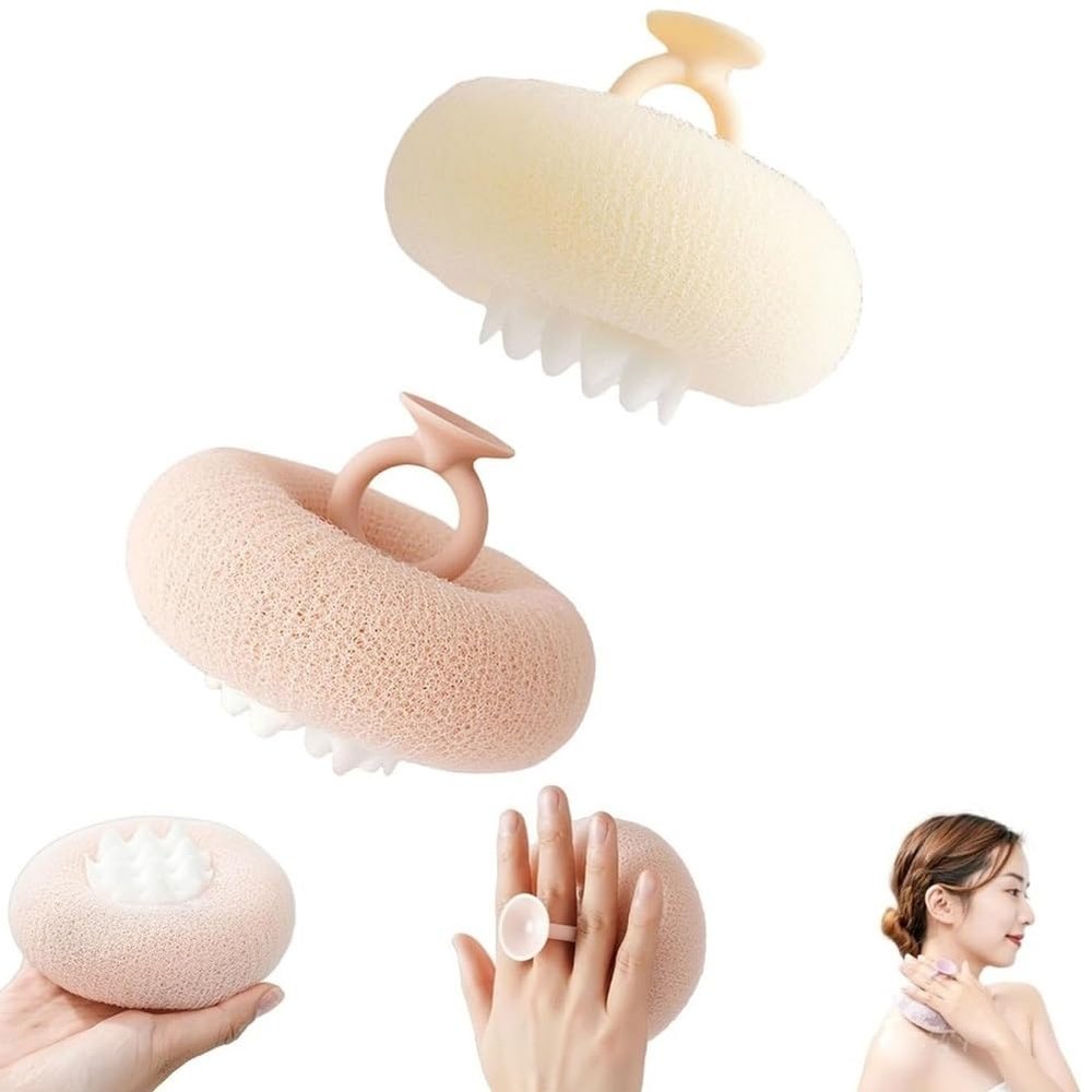2 Pack 2-in-1 Sunflower Bath Ball Super Soft Sunflower Suction Cup Bath Ball Exfoliating Bath Sponge Cleaning Brush with Suction Cup Shower Sponges Bath Sponges Back Scrubber Shower Puffs
