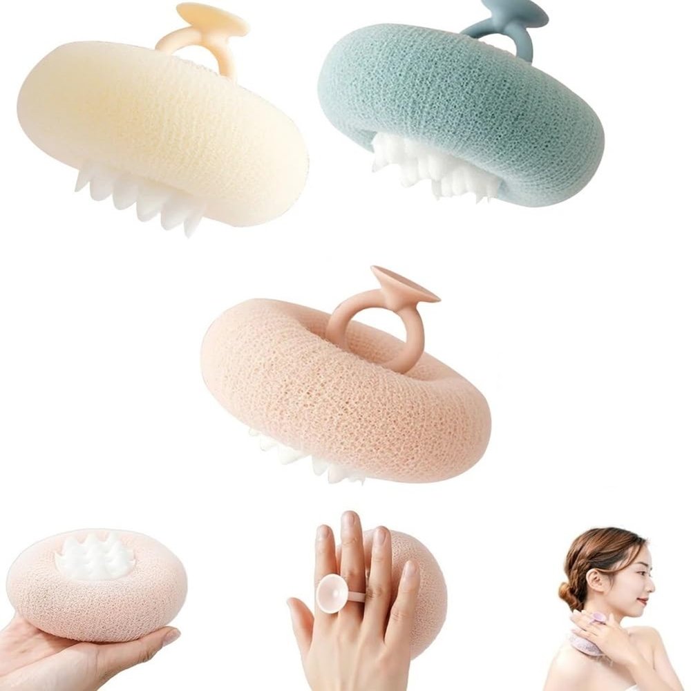 3 PCS 2-in-1 Sunflower Bath Ball Super Soft Sunflower Suction Cup Bath Ball Exfoliating Bath Sponge Cleaning Brush with Suction Cup Shower Sponges Bath Sponges Back Scrubber Shower Puffs for Women Men