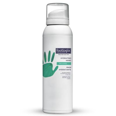 Footlogix Hydrating Hand Mousse with Dermal Infusion Technology | Deep Hydration for Dry Hands | Urea-Enriched Formula | Fast-Absorbing | 4.23 ozl/119.9 g/125 ml