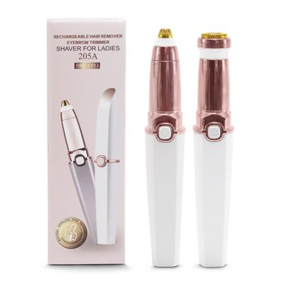 ANDROMEDA INC Rechargeable Electric Eyebrow Trimmer with LED and Safety Light, Automatic Eyebrow Shaver and Painless Nose Trimmer, White