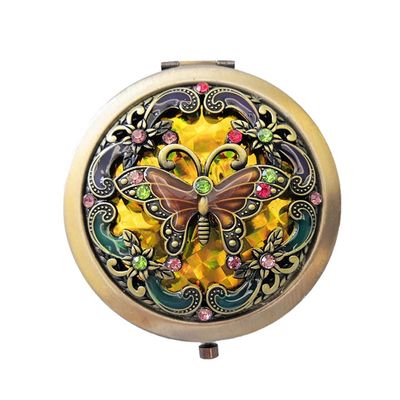 7cm Metal Hollow Retro Small Mirror Portable Mirror Antique Style Convenient Makeup Mirror