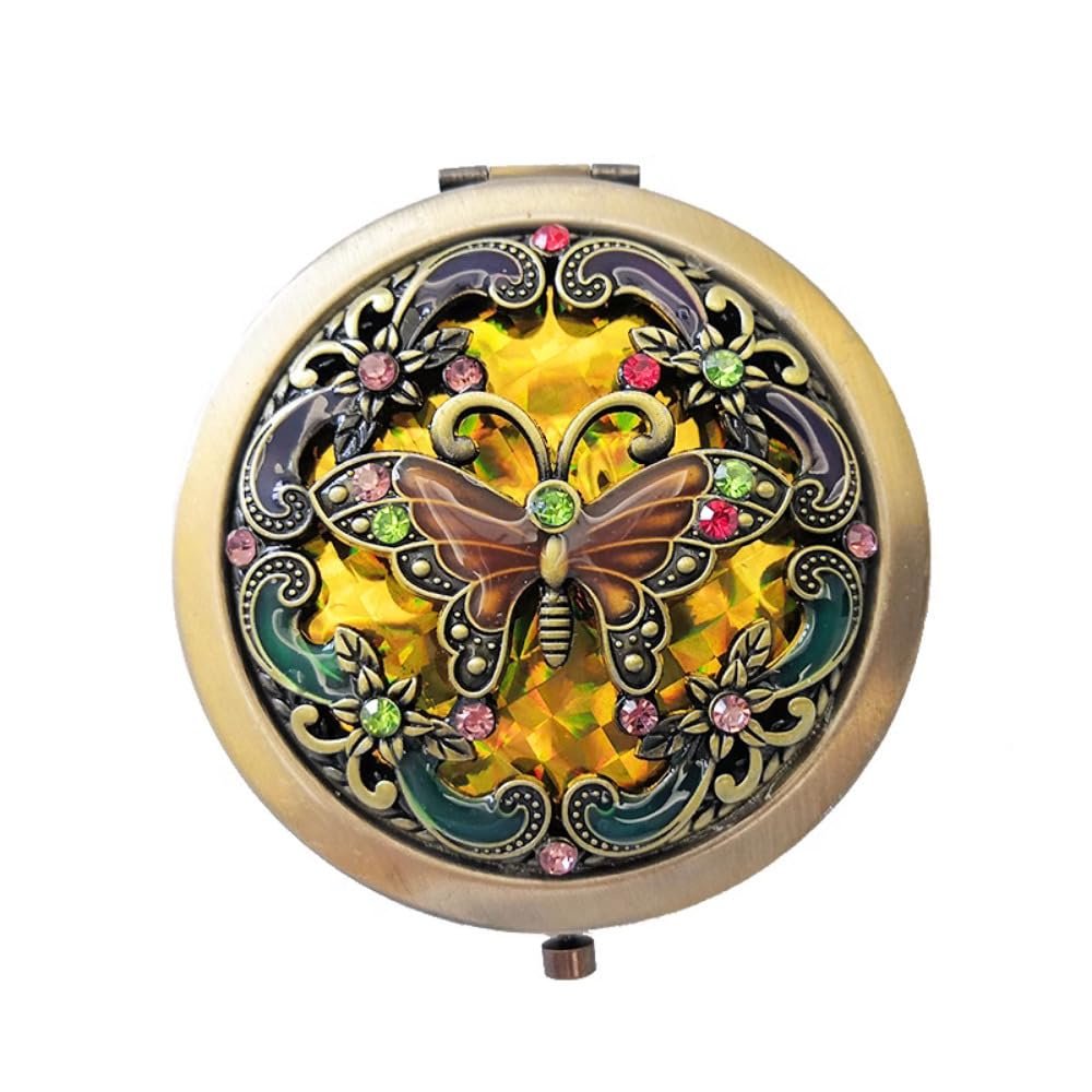 7cm Metal Hollow Retro Small Mirror Portable Mirror Antique Style Convenient Makeup Mirror