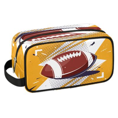 Football Travel Toiletry Bag for Boys Men, Waterproof Hanging Dopp Kit for Women, Shaving Bag with Large Capacity for Travel,Sports Shower (Yellow)