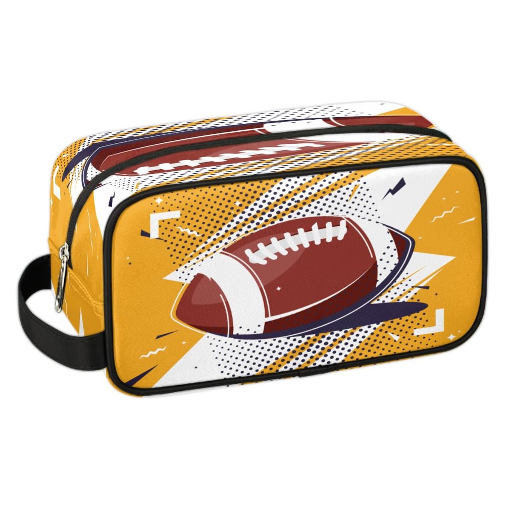 Football Travel Toiletry Bag for Boys Men, Waterproof Hanging Dopp Kit for Women, Shaving Bag with Large Capacity for Travel,Sports Shower (Yellow)