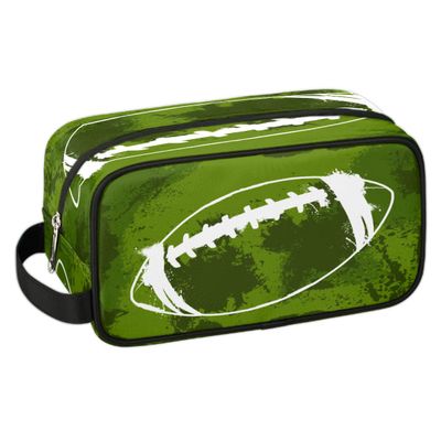 Green Football Travel Toiletry Bag for Boys Men, Waterproof Hanging Dopp Kit for Women, Shaving Bag with Large Capacity for Travel,Sports Shower