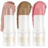 3Pc Cream Contour Stick Makeup, Hightlighter Makeup + Bronzer Stick + Cream Blush, Waterproof Cream Contouring Pen Non Stick Non Greasy Long Lasting Lightweight Face Makeup Kit,Fair-Light view 1