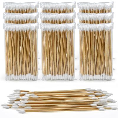 900PCS Double Pointed 6'' Long Cotton Swabs with Durable Stem, Lint- Free Gun Cleaning Swabs Pure Cotton Tips for Gun Maintenance, Makeup, Pet Care, Equipment (1800 Tips)