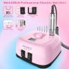 Nail Drill MachineProfessional Electric Nail File Set 35000RPM Nail File Drill Acrylic Nails Kit for Manicure Gel Nail Polish Remover (Pink) view 2