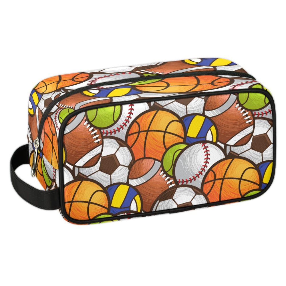 Bardic Soccer Basketball Travel Toiletry Bag for Boys Men, Waterproof Hanging Dopp Kit for Women, Shaving Bag with Large Capacity for Travel,Sports Shower