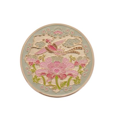 6cm Peony Mirror Retro Handheld Makeup Mirror Portable Metal Mirror