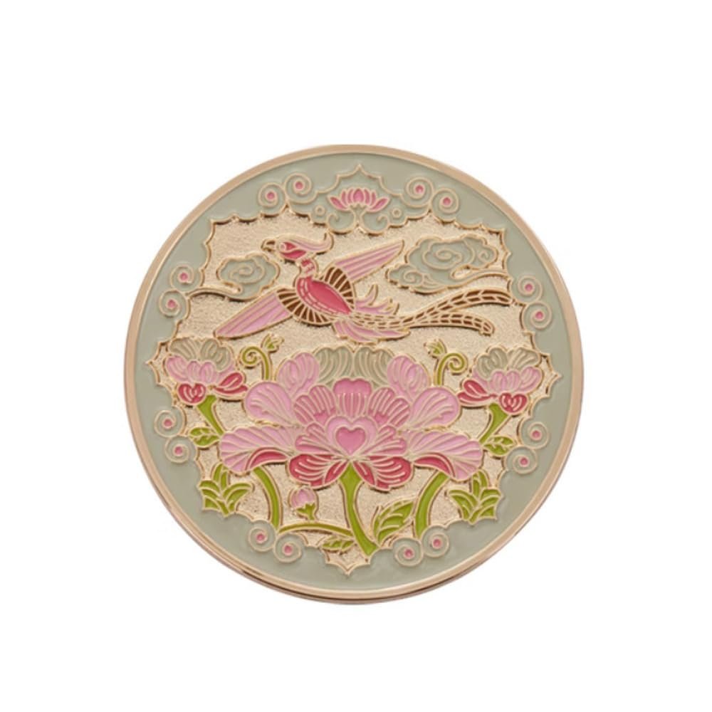 6cm Peony Mirror Retro Handheld Makeup Mirror Portable Metal Mirror