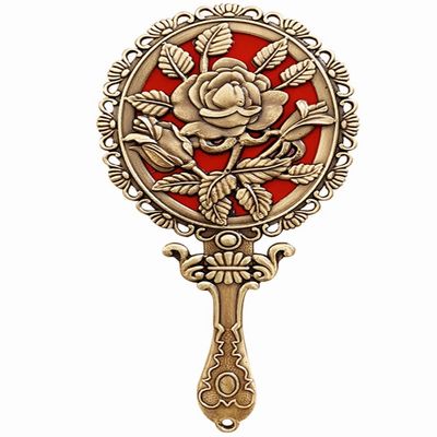 18.2cm Retro Bronze Mirror Makeup Mirror Portable Single Sided Student Exquisite Makeup Mirror