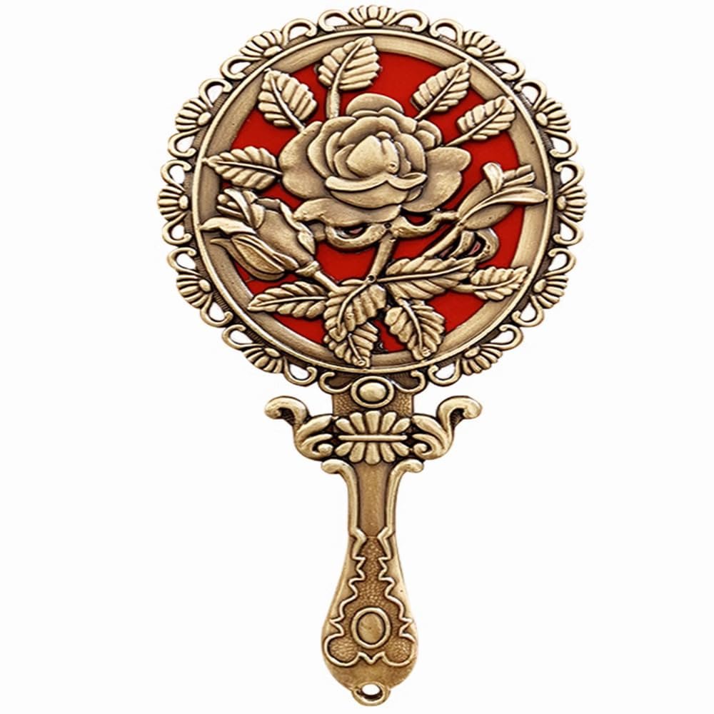 18.2cm Retro Bronze Mirror Makeup Mirror Portable Single Sided Student Exquisite Makeup Mirror