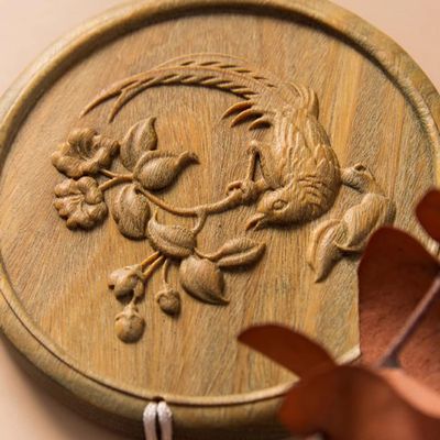 7cm Retro Woodcarving Flower Portable Makeup Mirror Creative Ancient Style Dressing Mirror