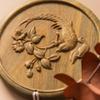 7cm Retro Woodcarving Flower Portable Makeup Mirror Creative Ancient Style Dressing Mirror view 1