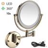 YEAHSO Wall Mounted Makeup Mirror 10X Magnification, 8 Inch Double Sided Vanity Magnifying Mirror, Round Make Up Mirror 360 Rotation view 2