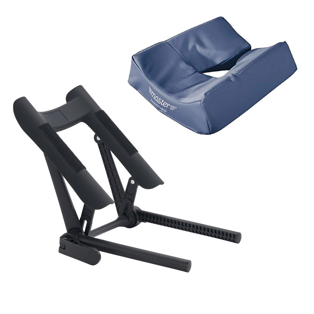 Master Massage Deluxe Universal Face Cradle with Cushion Pillow for Massage Table Bed Headrest Cradle-6 Way Adjustable Face Pillow Cushion Support (Ergonomic Bue)