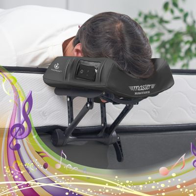 Master Massage Deluxe Universal Face Cradle with Cushion Pillow for Massage Table Bed Headrest Cradle-6 Way Adjustable Face Pillow Cushion Support (Music Black Ergonomic)
