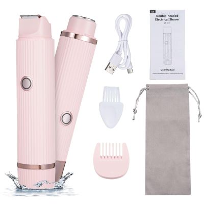 Layhou Layhou Electric Bikini Trimer Shaver for Women2 in 1 Dual-Head Waterproof Shaver Portable Hair Removal Kit for Bikini Underarm Leg Arm Body Face