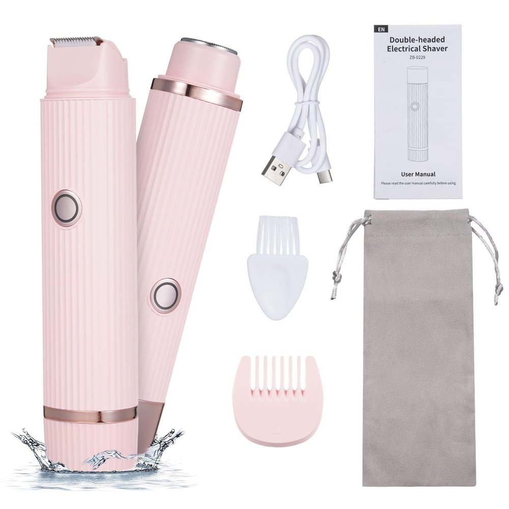 Layhou Layhou Electric Bikini Trimer Shaver for Women2 in 1 Dual-Head Waterproof Shaver Portable Hair Removal Kit for Bikini Underarm Leg Arm Body Face