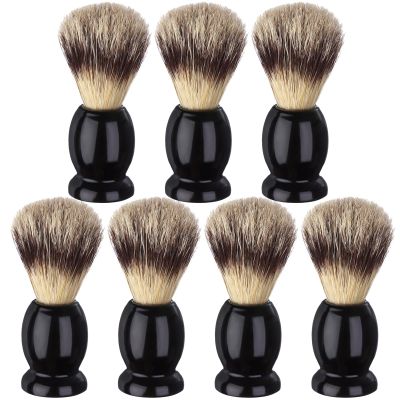 7Pcs Men Shaving Brushes Wood Handle, Professional Salon Tools Hand Crafted Shaving Brush Wood Handle Shave Brushes Handmade Pure Badger Hair Brush for Men Beard