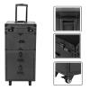 CNCEST Beauty Salon Luggage, Rolling Lockable Hair Stylist Travel Case Hairdressing Trolley Stylist Beauty Salon Cosmetic Luggage Travel Organizer Tool Box with Hair Dryer Holder(All Black) view 4
