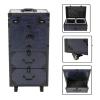 CNCEST Beauty Salon Luggage,Rolling Lockable Makeup Train Case Hairdressing Trolley Stylist Beauty Salon Cosmetic Luggage Travel Organizer Tool Box with Hair Dryer Holder(Dark Blue) view 4