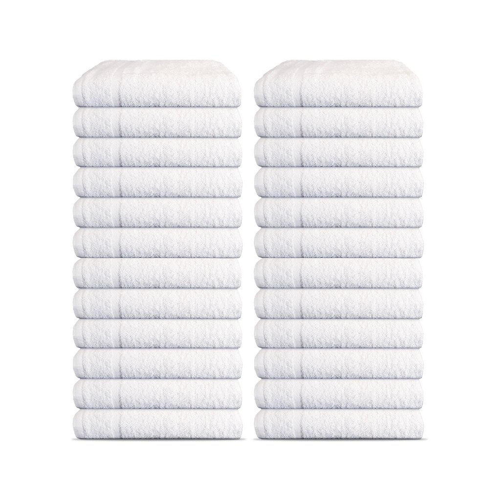 24 Pack Luxury Salon Towels, 100% Ringspun Cotton Comfort, Not Bleach Proof Highly Absorbent Barber Towels (25 x 15) Hair Towel Wrap for Women, Hand, Gym, Beauty, Spa & Home Hair Care  White