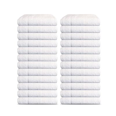 24 Pack Luxury Salon Towels, 100% Ringspun Cotton Comfort, Not Bleach Proof Highly Absorbent Barber Towels (27 x 16) Hair Towel Wrap for Women, Hand, Gym, Beauty, Spa & Home Hair Care  White