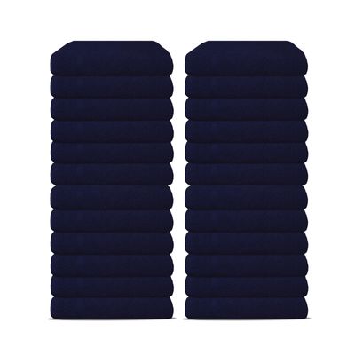 24 Pack Luxury Salon Towels, 100% Ringspun Cotton Comfort, Not Bleach Proof Highly Absorbent Barber Towels (25 x 15) Hair Towel Wrap for Women, Hand, Gym, Beauty, Spa & Home Hair Care  Navy Blue