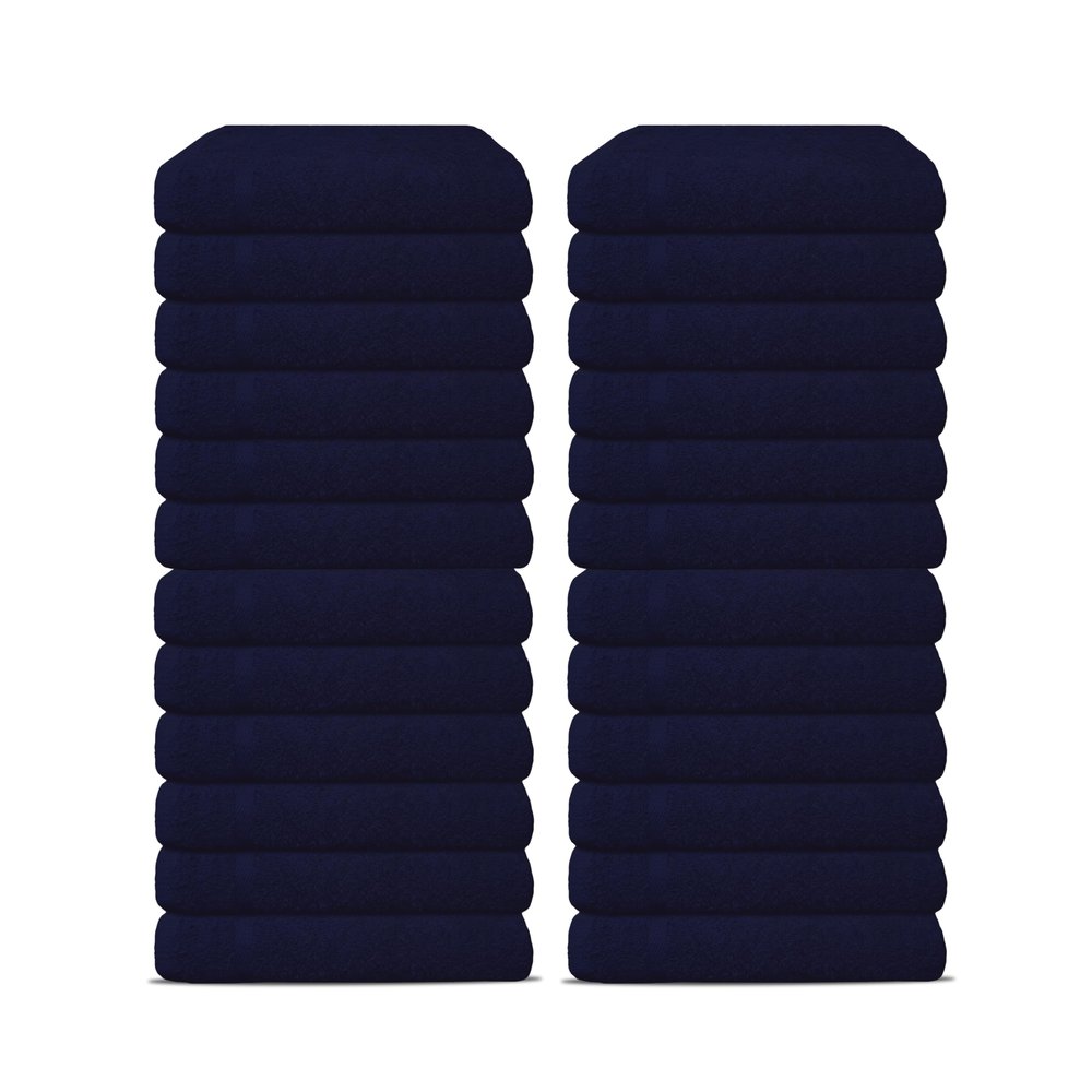 24 Pack Luxury Salon Towels, 100% Ringspun Cotton Comfort, Not Bleach Proof Highly Absorbent Barber Towels (25 x 15) Hair Towel Wrap for Women, Hand, Gym, Beauty, Spa & Home Hair Care  Navy Blue