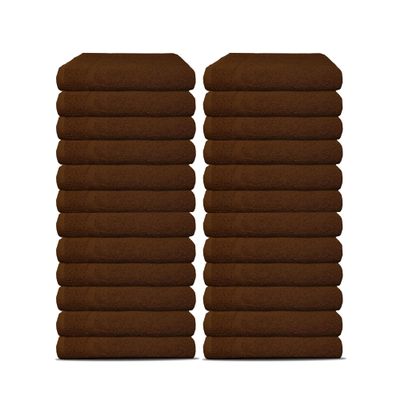 24 Pack Luxury Salon Towels, 100% Ringspun Cotton Comfort, Not Bleach Proof Highly Absorbent Barber Towels (27 x 16) Hair Towel Wrap for Women, Hand, Gym, Beauty, Spa & Home Hair Care  Brown