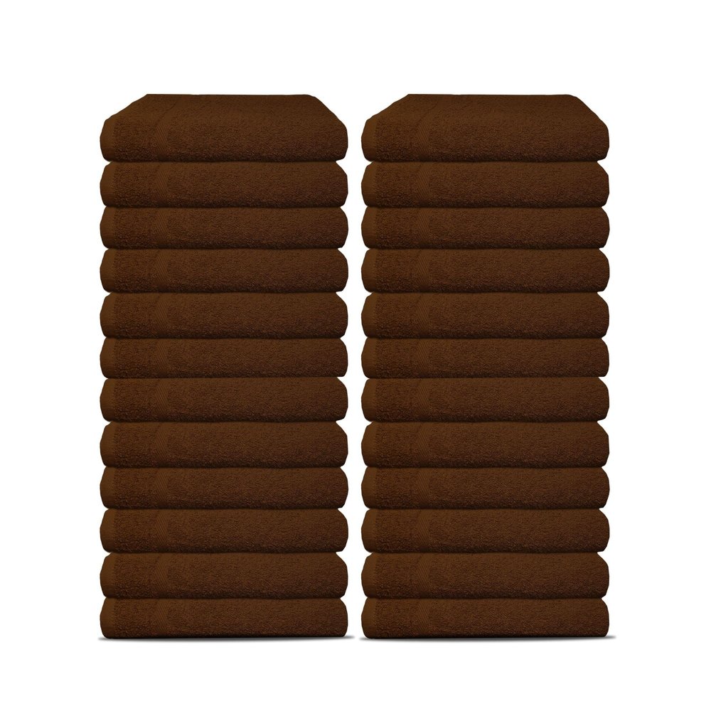 24 Pack Luxury Salon Towels, 100% Ringspun Cotton Comfort, Not Bleach Proof Highly Absorbent Barber Towels (27 x 16) Hair Towel Wrap for Women, Hand, Gym, Beauty, Spa & Home Hair Care  Brown