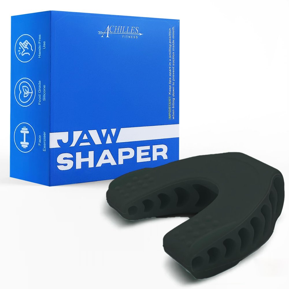 Achilles Fitness Double Chin Reducer Jaw Exerciser, Black Jawline Sculptor and Face Slimmer for Women and Men Encourages Jaw Movement and Aids in Natural Jaw Function - Ideal for Mewing Practice